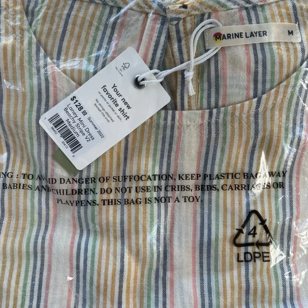 Marine Layer Laney Mini Dress Beachy Stripe V2 Size‎ Medium NWT